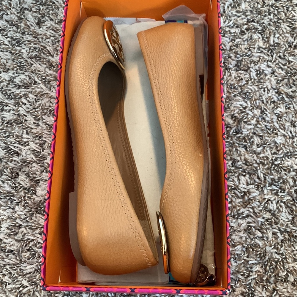 Tory Burch Reva Ballet Flats Royal Tan/Gold size 8.5 - Picture 12 of 13